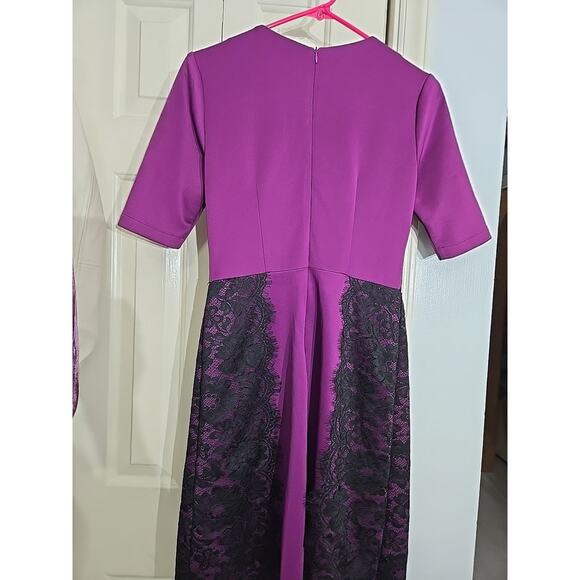 Purple Black Lace Contrast A-line Dress Womens Bust 32 In (XS) Unique Gothic - Picture 2 of 8